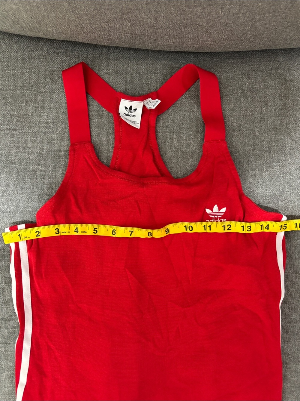 Adidas Originals Adicolor Racerback Red Dress with White Stripes Size Medium - Picture 14 of 15